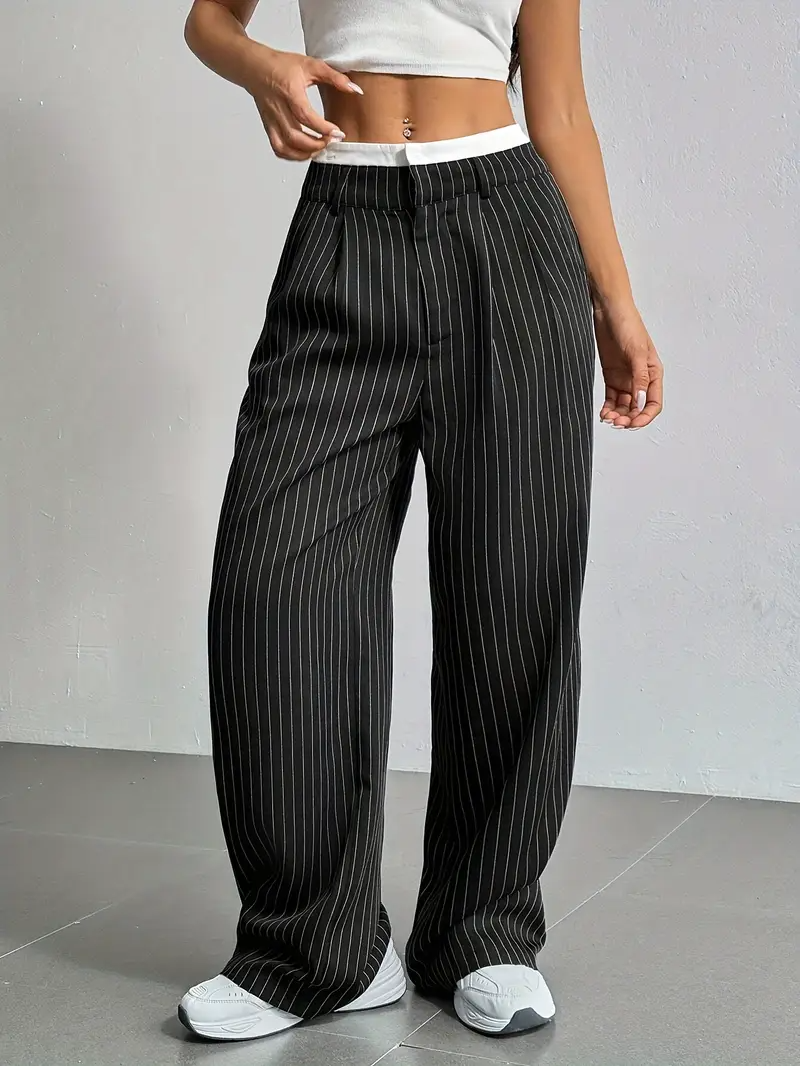 Gestreifte Damen Stoffhose