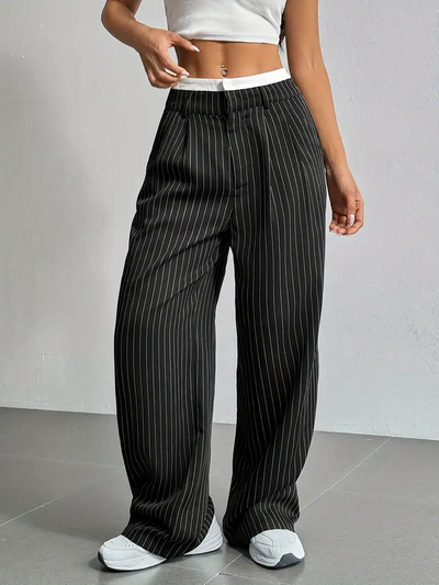 Gestreifte Damen Stoffhose