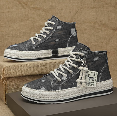 Herren High-Top Denim Sneaker mit Gripsohle & Knöchelstütze – Jarek