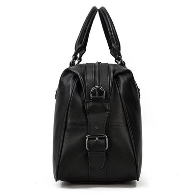 Aalborg™ Schwarze Leder-Holdall – Elegante 25L Reisetasche Mit Verstellbarem Lederriemen