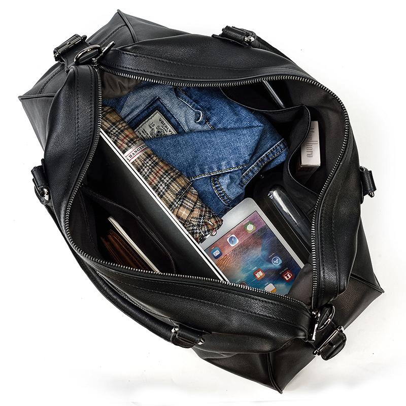 Aalborg™ Schwarze Leder-Holdall – Elegante 25L Reisetasche Mit Verstellbarem Lederriemen