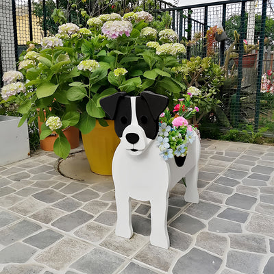 Schwarz-Weißer Jack Russell Blumentopf