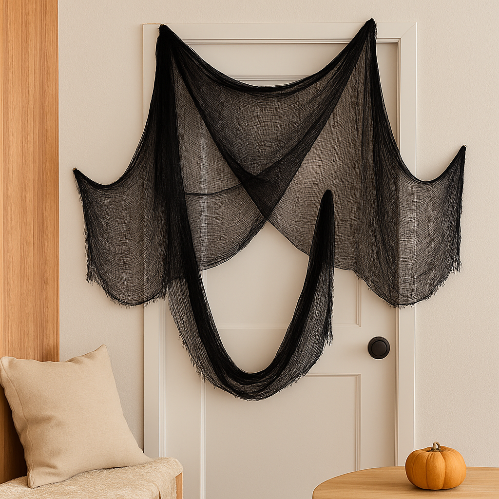 Schwarzes Halloween-Spuktuch – Gruseliger Stoff für die Innen- und Außendekoration