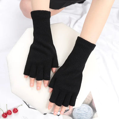 Avelena | Schwarze Stricklose Fingerhandschuhe - Warm