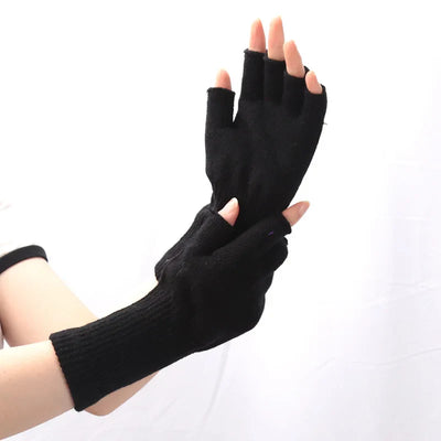 Avelena | Schwarze Stricklose Fingerhandschuhe - Warm