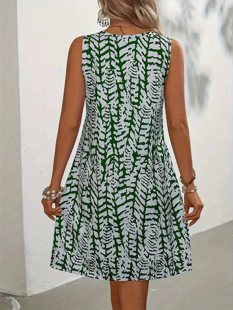 Damen-Sommer-Midikleid mit Abstraktem Muster