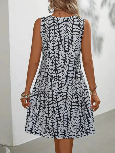 Damen-Sommer-Midikleid mit Abstraktem Muster