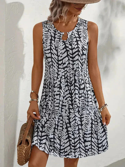 Damen-Sommer-Midikleid mit Abstraktem Muster