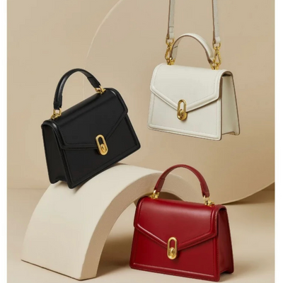 Elena | Strukturierte Damenhandtasche mit Top-Handle & goldfarbenem Verschluss – Elegante City-Bag