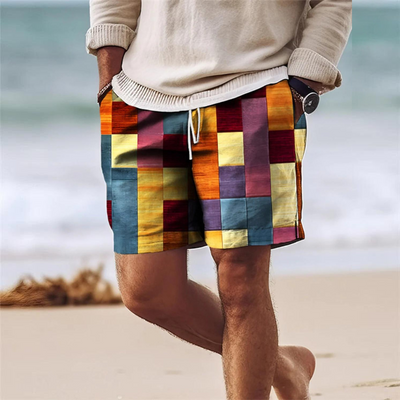 Sommershorts Mit Geometrischem Print Für Herren | Mehrfarbig