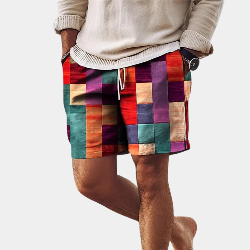 Sommershorts Mit Geometrischem Print Für Herren | Mehrfarbig