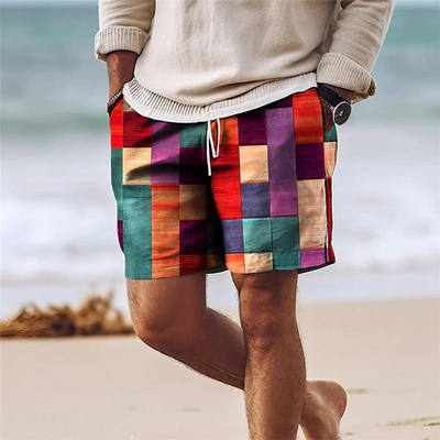 Sommershorts Mit Geometrischem Print Für Herren | Mehrfarbig