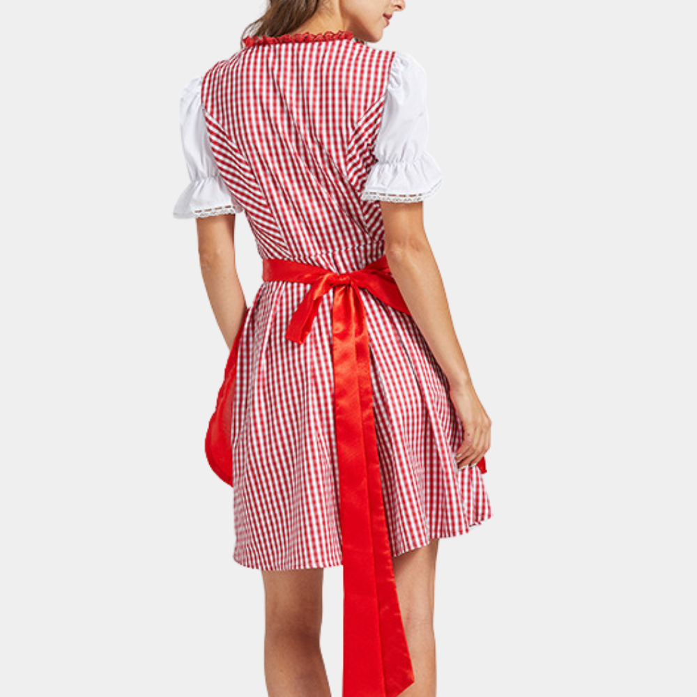 Damen Rot Oktoberfest Dirndl Kleid