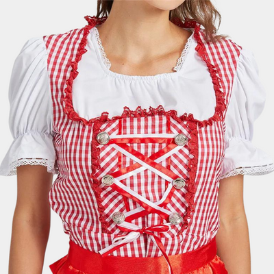 Damen Rot Oktoberfest Dirndl Kleid