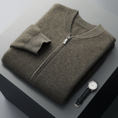 Herren Woll-Strickjacke mit Reißverschluss - Hochwertig & Warm