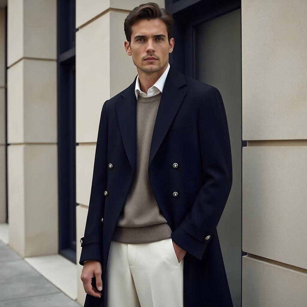 Herren Premium Wollmantel Elegant Klassisch