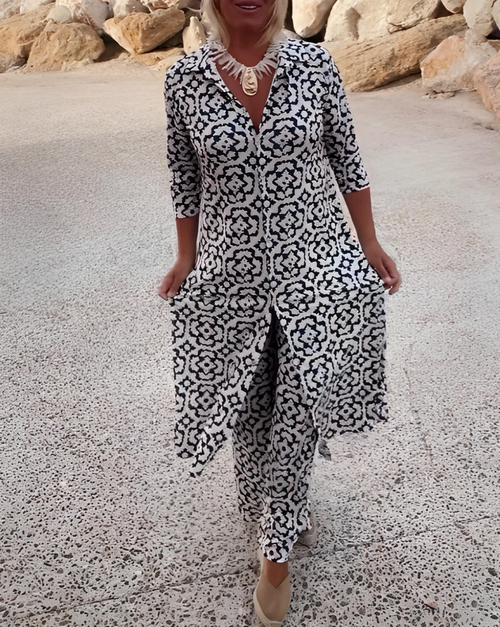 Rosine | Ensemble élégant avec imprimé géométrique