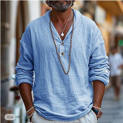 Leichtes Leinen-Henley-Shirt für Herren – Jonas