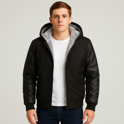 Jorn | Herren Winter Fleecejacke mit Kapuze und Farbkontrast