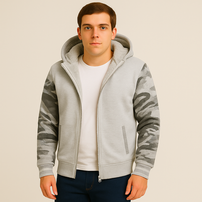 Jorn | Herren Winter Fleecejacke mit Kapuze und Farbkontrast
