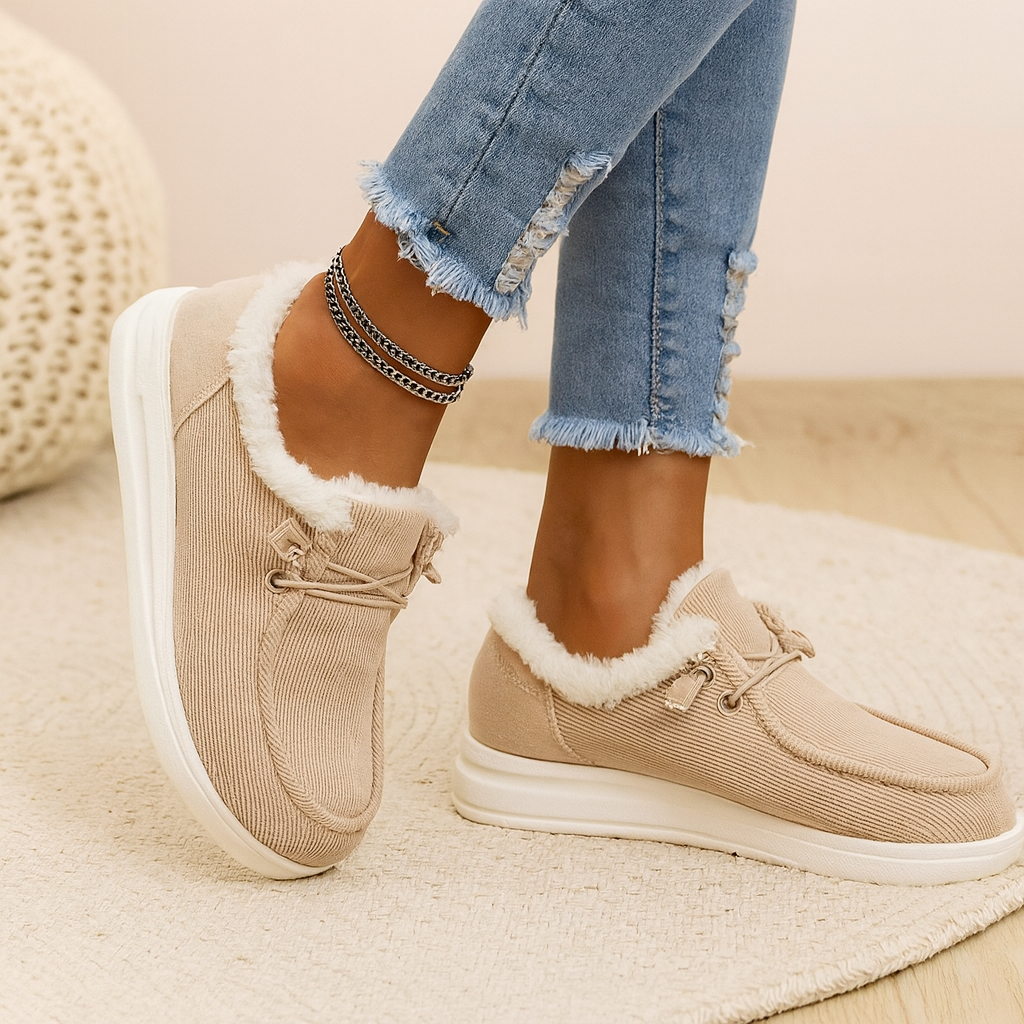 Élise | Kuschelige Winterschuhe aus Cord mit Fellfutter