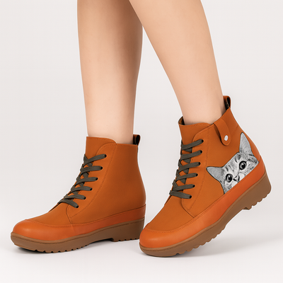 Leonore | Winterstiefel mit Katzenmuster