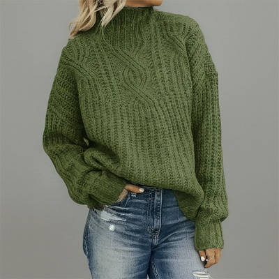 Schwarzer Zopfmuster Rollkragenpullover – Zeitlose Eleganz