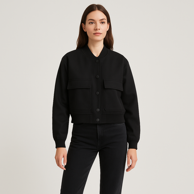 Beige weicher Fliegerjacke für Damen – Lässiger und bequemer Look