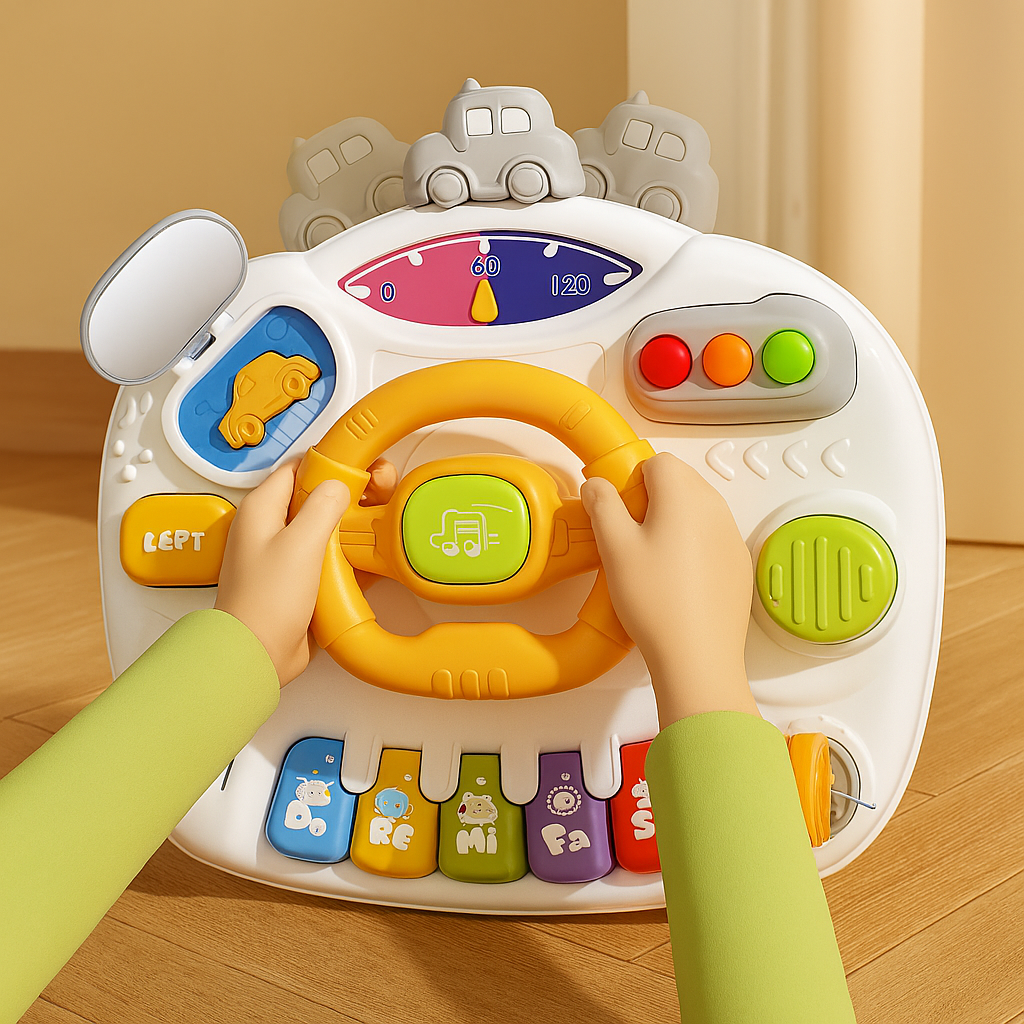 Interaktives Musikspielzeug mit Lenkfunktion – Frühfördertisch mit Licht und Geräuschen