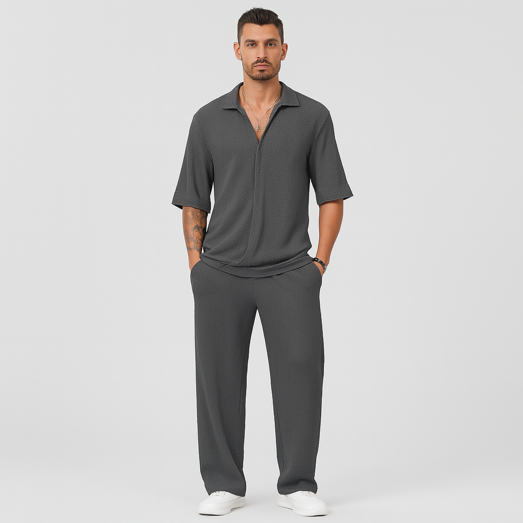 Herren-Zweiteiler – Stilvolles Casual-Outfit mit Langarmshirt und passender Hose