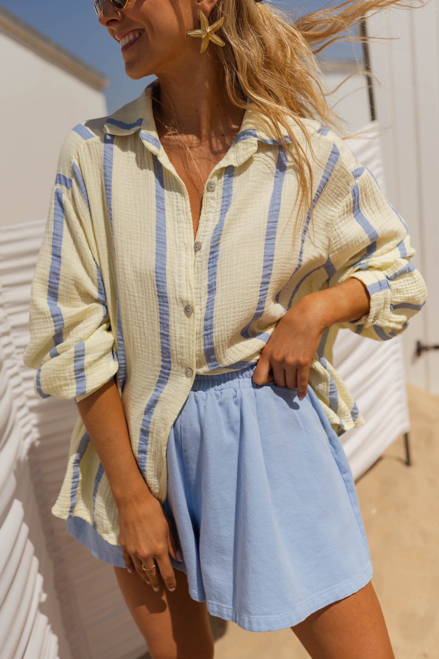 Kenna | Chemise Amélie - gelb und blau