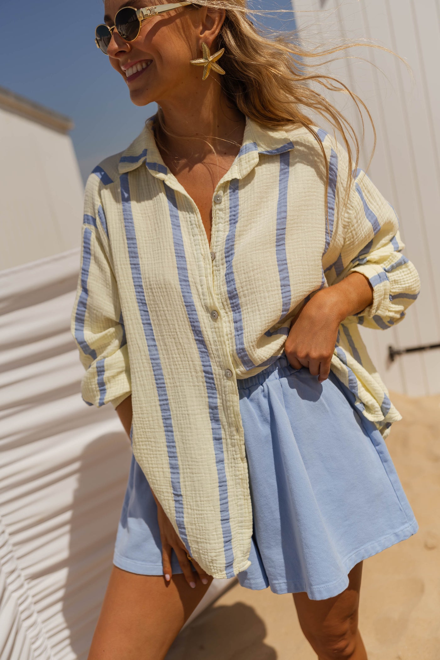 Kenna | Chemise Amélie - gelb und blau