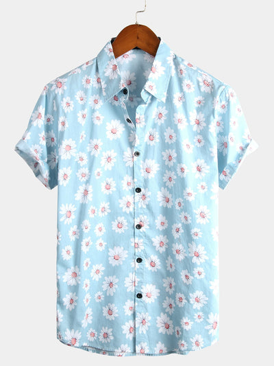 Marion | Herren Hawaii Hemd mit Gänseblümchen-Print aus Baumwolle