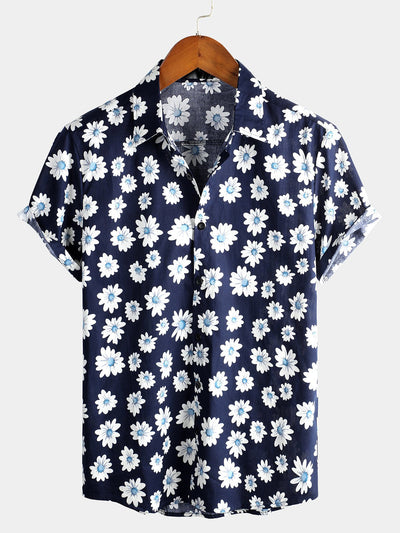 Marion | Herren Hawaii Hemd mit Gänseblümchen-Print aus Baumwolle