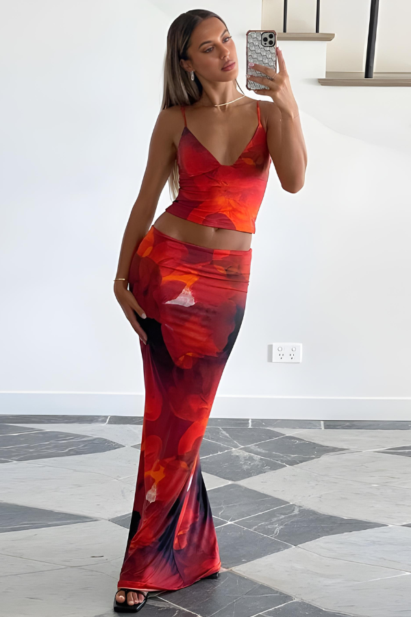 Keith - Blumen Maxi Rock & Top Set Damen