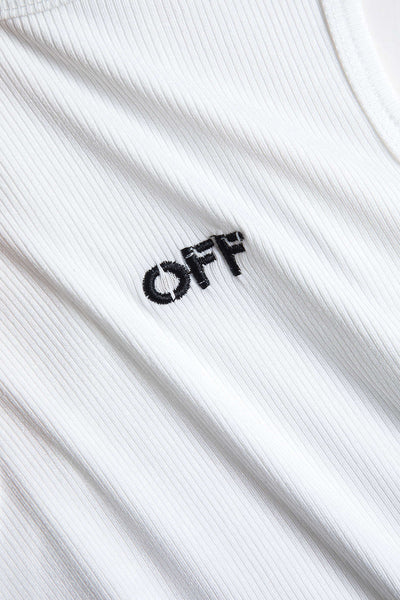 Henrietta | Weiß Geripptes Racerback-Crop-Top mit High-Neck-Ausschnitt