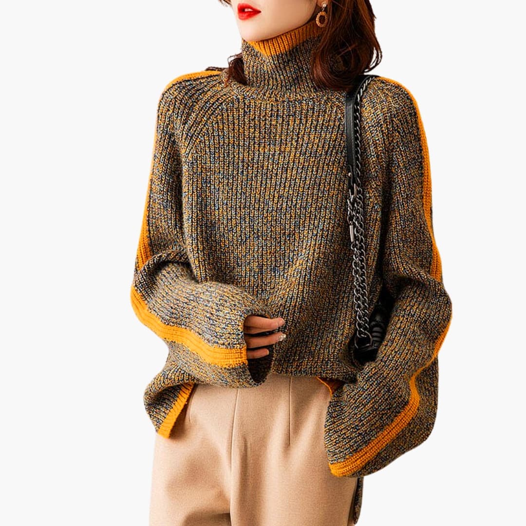 Damen Rollkragenpullover Strick - Langarm Pullover