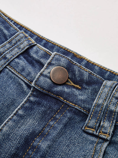 Damen Jeans Mid-Waist Bootcut Denim mit Leichtem Stretch