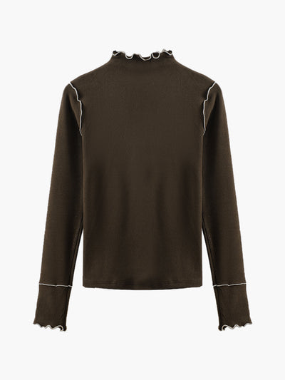 Damen Langarmshirt Polyester Hochkragen Slim Fit