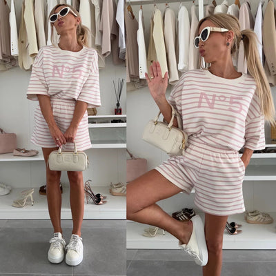 Damen Loungewear Anzug Baumwolle Weitschnitt