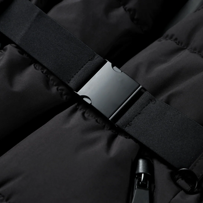 Pufferjacke mit Gürtel und Kapuze für Damen – Wasserabweisender Wintermantel mit hohem Kragen und verstellbaren Bündchen