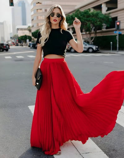 Damen Rock Viskose Langer Lässiger A-Linien Schnitt