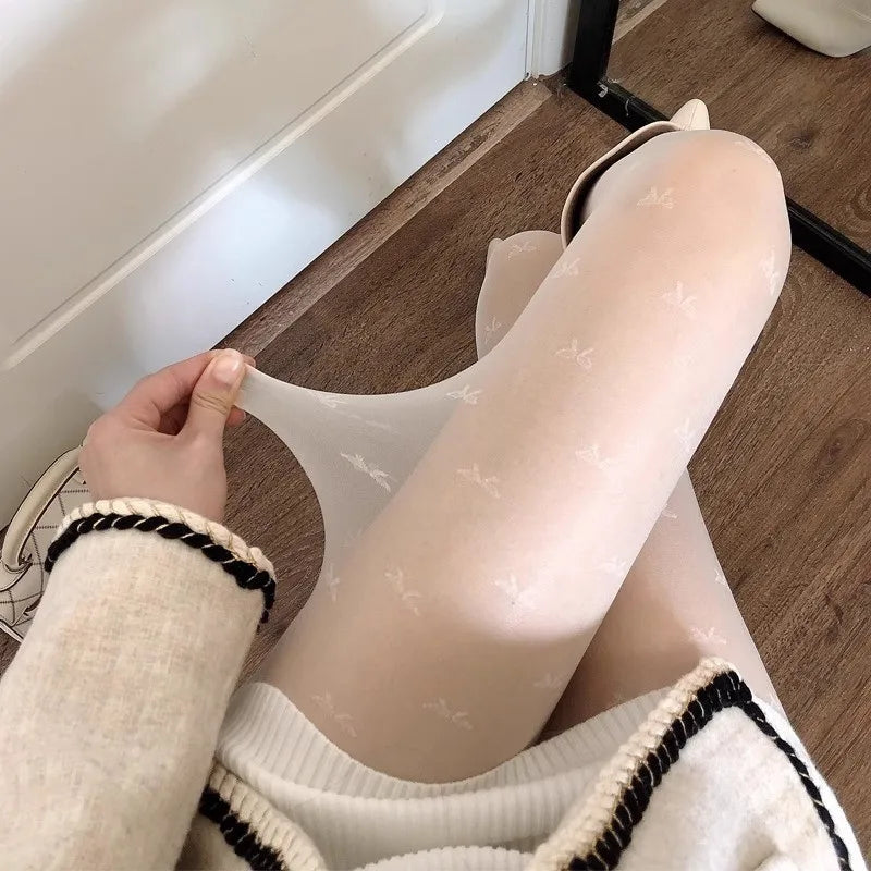 Damen Strumpfhosen mit Herz- und Punktmuster, Elastisch, Modisch