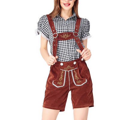 Damen Trachtenanzug Lederhosen Mit Bluse Elegant
