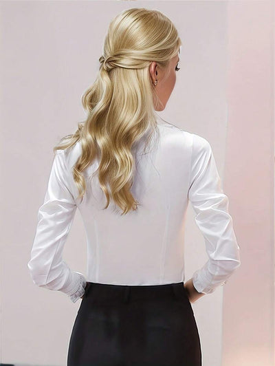 Damenbluse mit Rüschen und Hohem Rollkragen