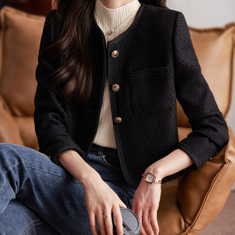 Damenjacke Elegantes Design Kurze Passform Atmungsaktive Stoffe