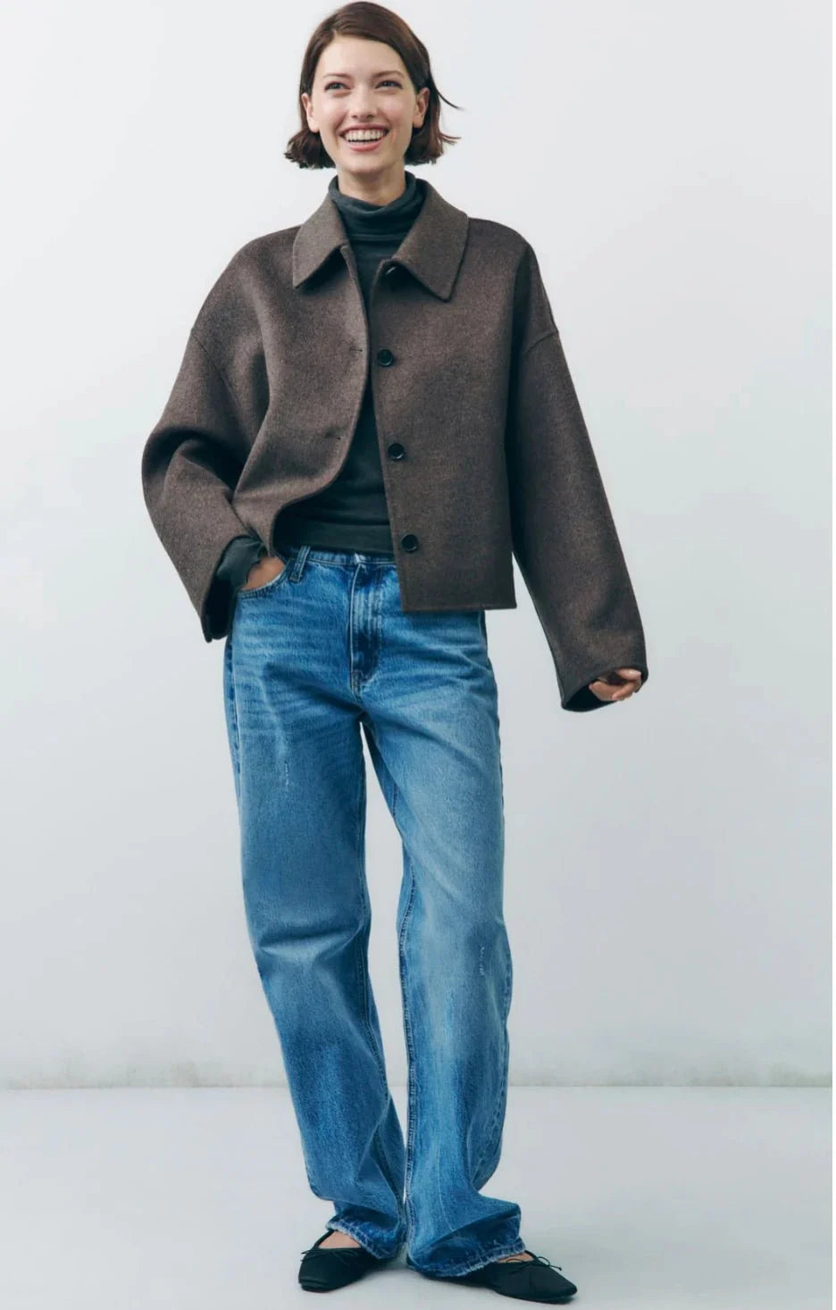 Damenjacke Übergröße Elegant Wärmendes Material Modern Stil