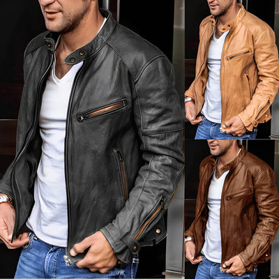 Herren Langarm Biker Jacke | Reißverschluss