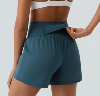 Phoebe |  2-in-1 Yoga-Shorts mit hoher Taille und Seitentaschen