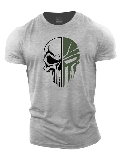 Herren Totenkopf T-Shirt im Military-Stil
